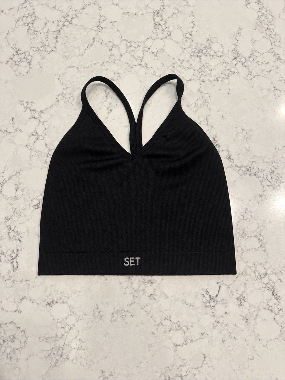 SET Active Black Ribbed V-Neck Sports Bralette